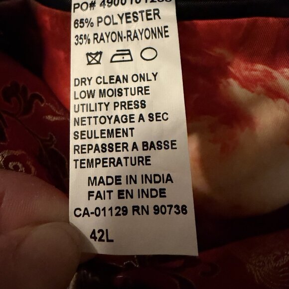 TALLIA 42L Orange Men's Slim-Fit Red/Gold Floral Dragon Evening Jacket Blazer - Picture 8 of 8